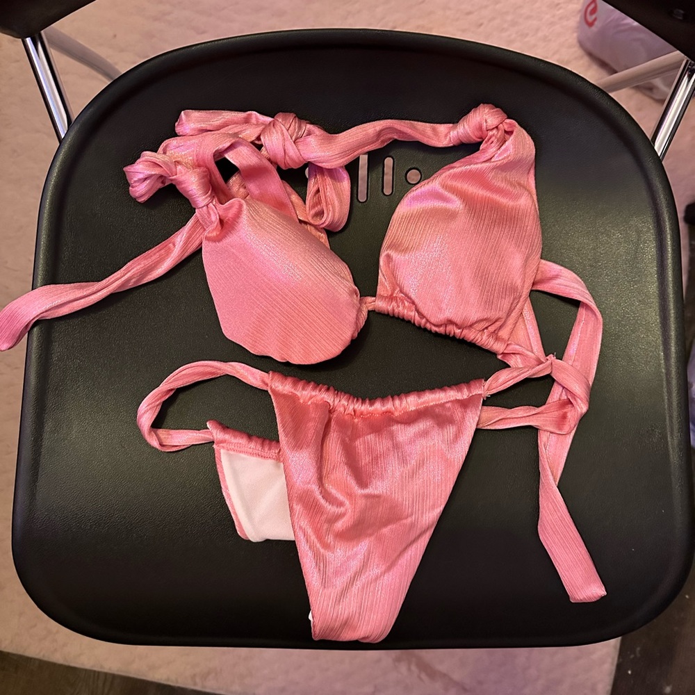 Metallic halter thong bikini swimsuit small SHEIN